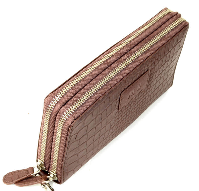 unisex brown travel wristlet