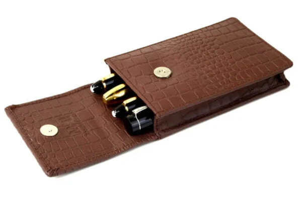 Genuine Leather croc pattern pen pouch - 4 super Jumbo Pens - Image 2