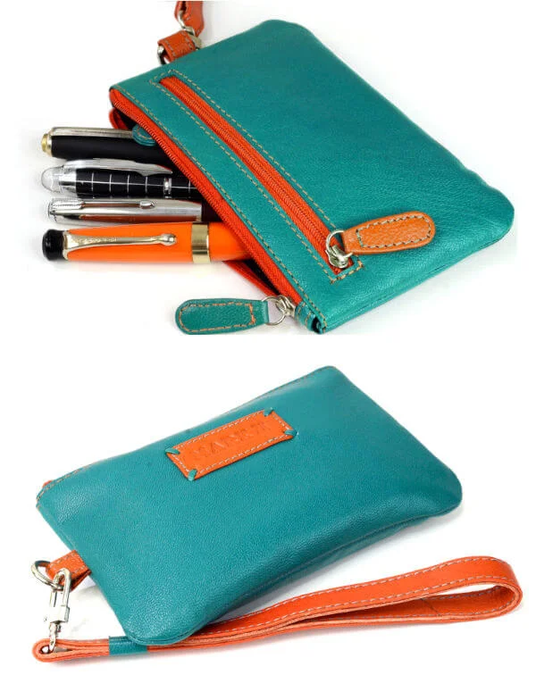 leather school pouch