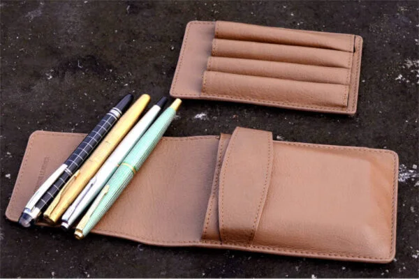 Leather pen pouch with slide-in tray - 4 fountain pens - Image 2