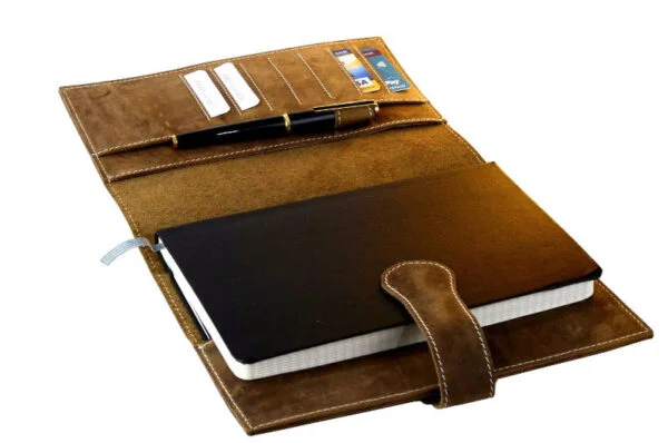 Vintage tan leather A5 Jornal Cover - Vegetable tanned - Image 2
