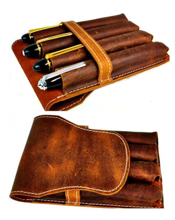 rustic leather pen pouch