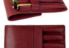 Pure leather burgundy pen pouch