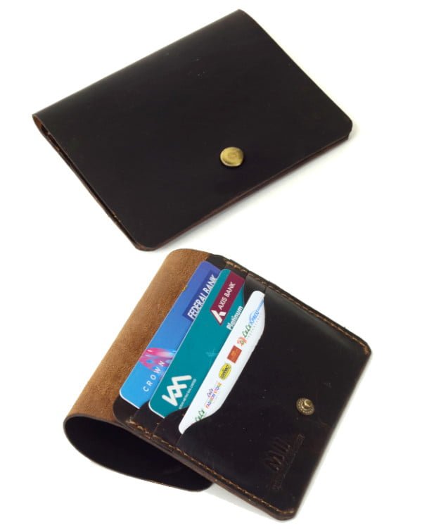 Genuine oil pull Leather card and currency holder | slim fit