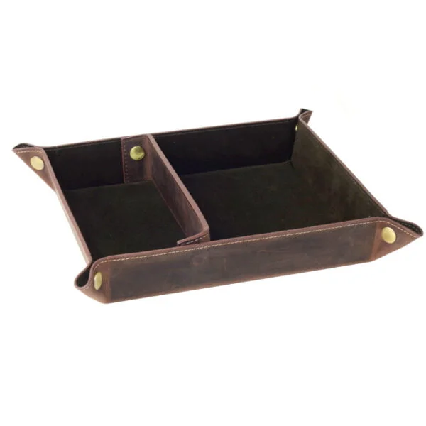 hunter leather table tray