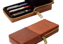 genuine leather oil pull leather wooden pen box
