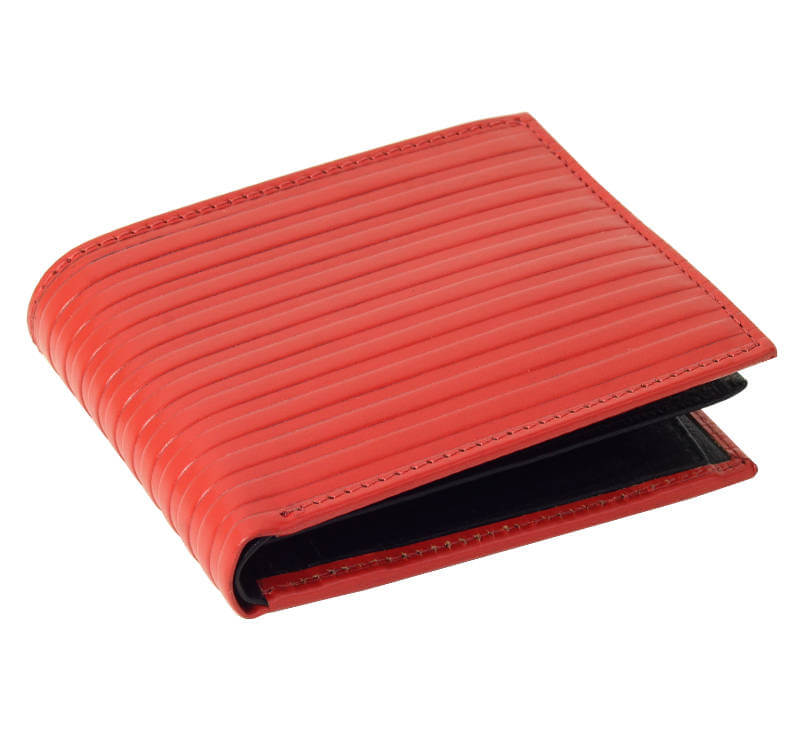 Vegetable tanned Leather premium red Wallet | stripe stamped | RFID blocking