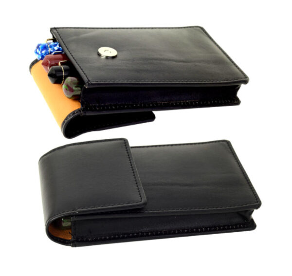 jumbo 4 pen leather pen pouch jet black colour